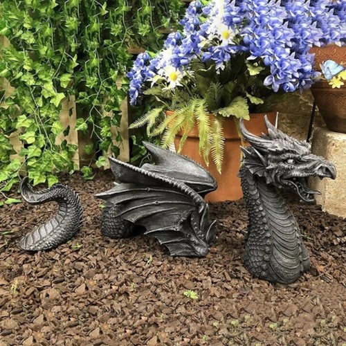Esculturas de dragón resina césped gigante escultura fantasía gótica dragón figuras arte - Imagen 22 de 25