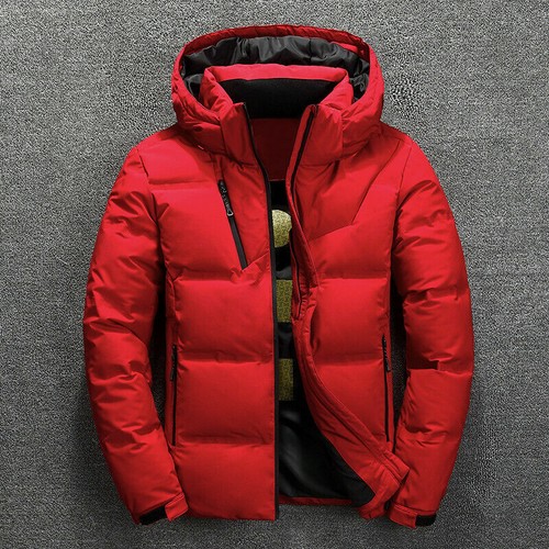 Winter Herren warm gesteppt Entendaunen wattiert Luftpolster gefütterte Jacke Mantel Parka heiß - Bild 4 von 15
