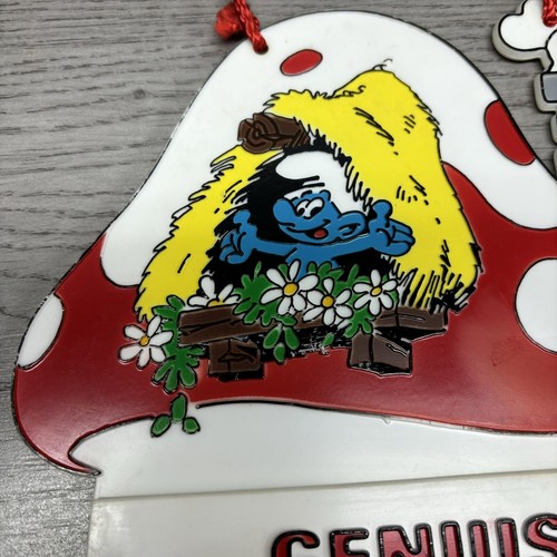 Vintage Smurfs Peyo Plastic Door Hanging Sign W/ Interchangeable Signs 1980 - Bild 4 von 8