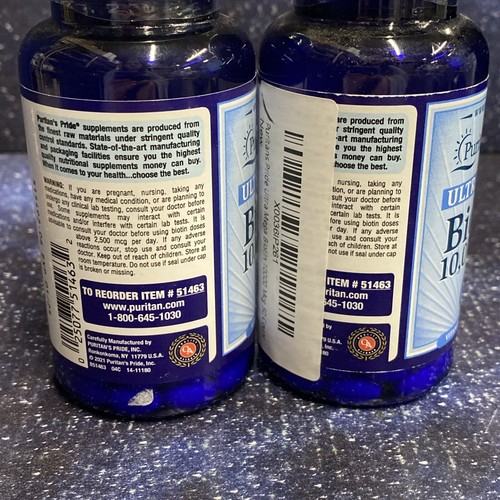 2 X Puritan's Pride Ultra Mega Biotin 10000 Mcg - 50 Softgels Exp: Read Descrip - Picture 5 of 5