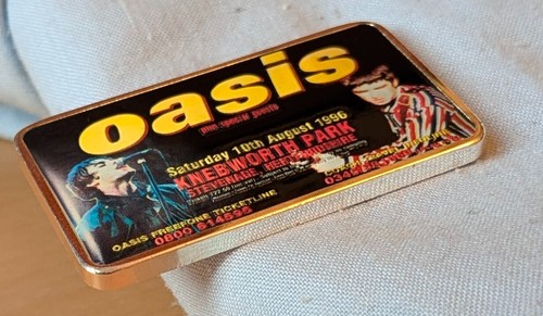 Oasis Ticket Gold Silver Bar Rock n Roll Signature Liam Gallagher Music Pop USA - Picture 19 of 24