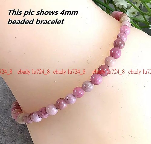 Natural Pink Rhodonite Stretchy Bracelet Healing Gemstone 4mm 6mm 8mm 10mm12mm - Picture 10 of 16