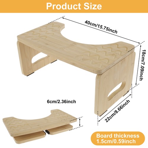 Toilet Footstool Bamboo Toilet Squat Stool Foldable Poop Stool Nonslip CaGcn - Picture 2 of 11