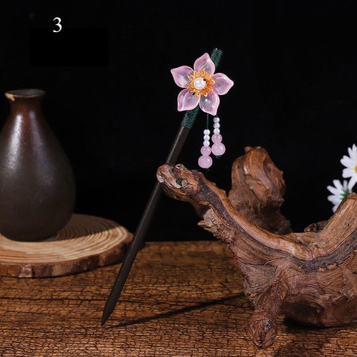 Horquillas pinza de madera estilo chino horquilla flor borla damas mujeres - Imagen 9 de 35