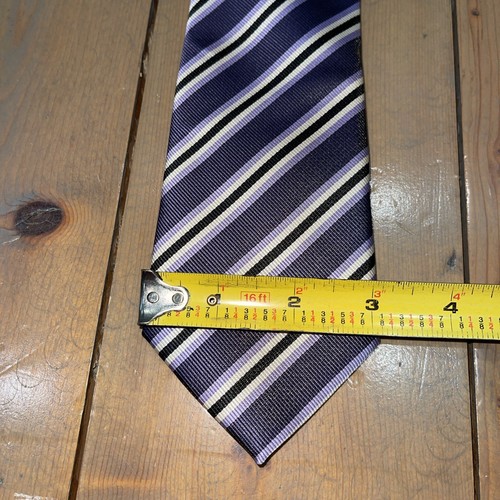 Alexander Julian Colours Men’s Repp Tie 100% Polyester Purple Striped Long 62” - Picture 2 of 8