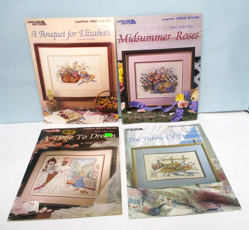 Vintage Paula Vaughan Cross Stitch Charts Florals Bridal Design Lot of 4 - Picture 1 of 7