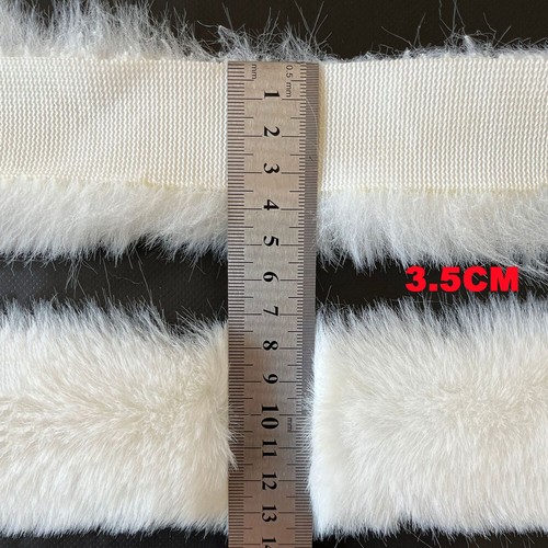 Tiras blancas de piel de conejo sintética de 1 metro borde de cinta costura ropa puños artesanía - Imagen 18 de 31