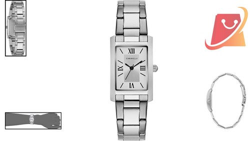 Ladies' Watch Stainless Steel Rectangle Case 3-Hand Quartz Water Resistant - Picture 2 of 7
