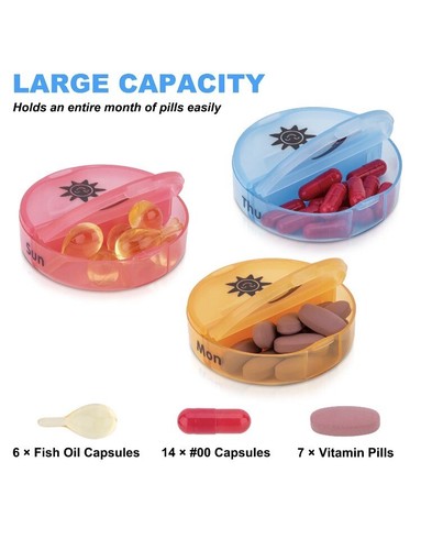 Pill Organizer 2 Times a Day Weekly AM PM Pill Box Large Capacity 7 Day Case - Picture 6 of 10