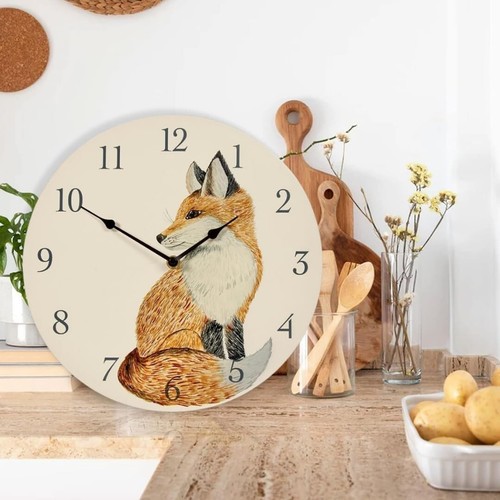 Garden Outdoor Fence Wall Mounted Clock Decoration Novelty Red Fox 12inch Large - Picture 6 of 24