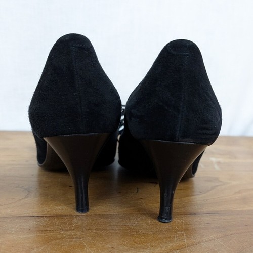 Hermes Black Suede Fringe Tie Front Heels Size 37 - 第 8/11 張圖片