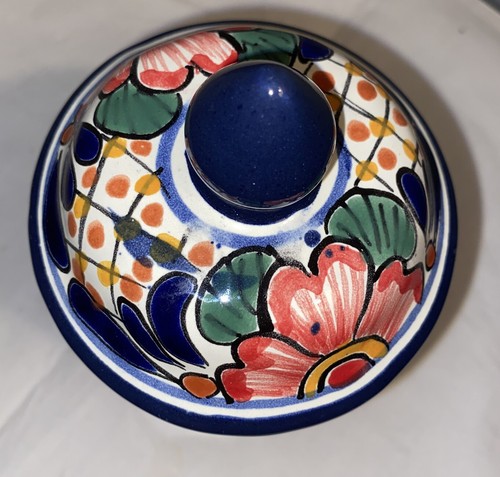 Handcrafted Talavera Canister Mexico Ceramic Floral Colorful  8” With Lid - Picture 3 of 6