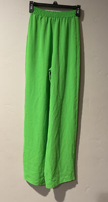 ZARA Women Wide Flowy Leg Belted Elastic Waist Pants bright
