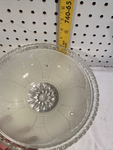 Glas Deckenleuchte verziert floral Art Deco MCM gewellt 10" - Bild 8 von 8
