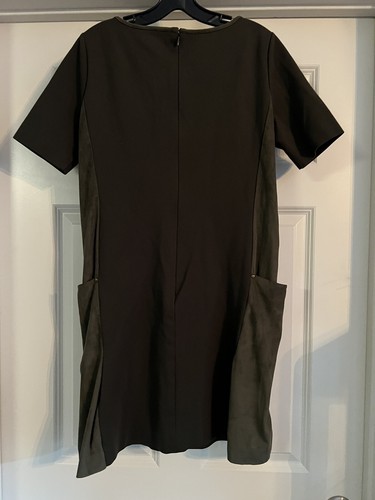158 $ Tahari ASL Wildlederimitat Mod Größe 6 olivgrün Schlüsselloch Kurzarm Taschen - Bild 6 von 12