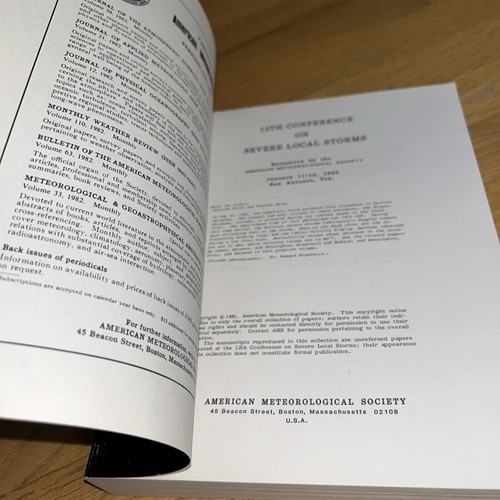 1982 - 12th CONFERENCE ON SEVERE LOCAL STORMS 605 page BOOK - METEOROLOGY AMS - Imagen 2 de 17
