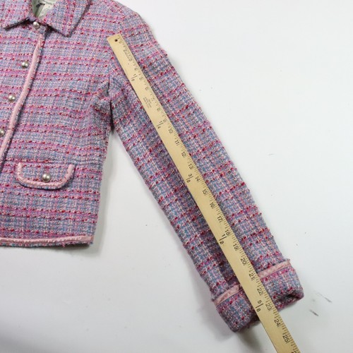 Chaqueta Blazer de Lana Abercrombie & Fitch Rosa Tweed Seda Preppy Y2K De Colección Talla L - Imagen 8 de 10