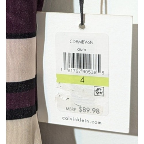 Calvin Klein Striped Sleeveless Knee Length Scuba Sheath Dress, Size 4 - 第 6/10 張圖片