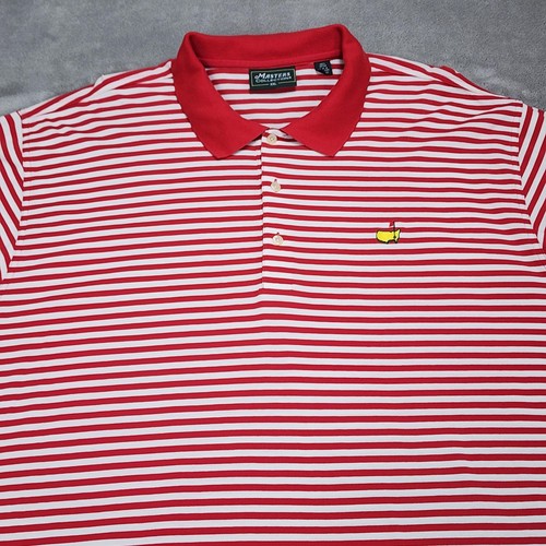 Camisa de golf vintage Masters Collection para hombre XXL roja blanca a rayas polo de algodón - Imagen 2 de 10
