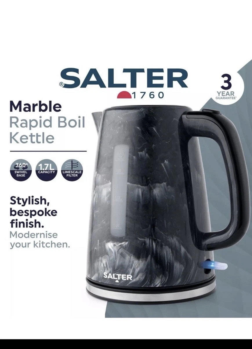 Salter Marble Kettle 1.7L 360° Base Boil Dry Sensor/Auto Shut-Off 3000W