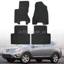 For 2008-2013 Nissan Rogue Front & Rear Replacement Floor Mats Carpet Velour Blk