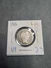 1913-P Barber Dime 90% Silver Circulated Coin