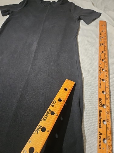 A New Day Shirt Dress Womens XL Black Ribbed Casual Stretch Slit Midi Normcore - Picture 6 of 13