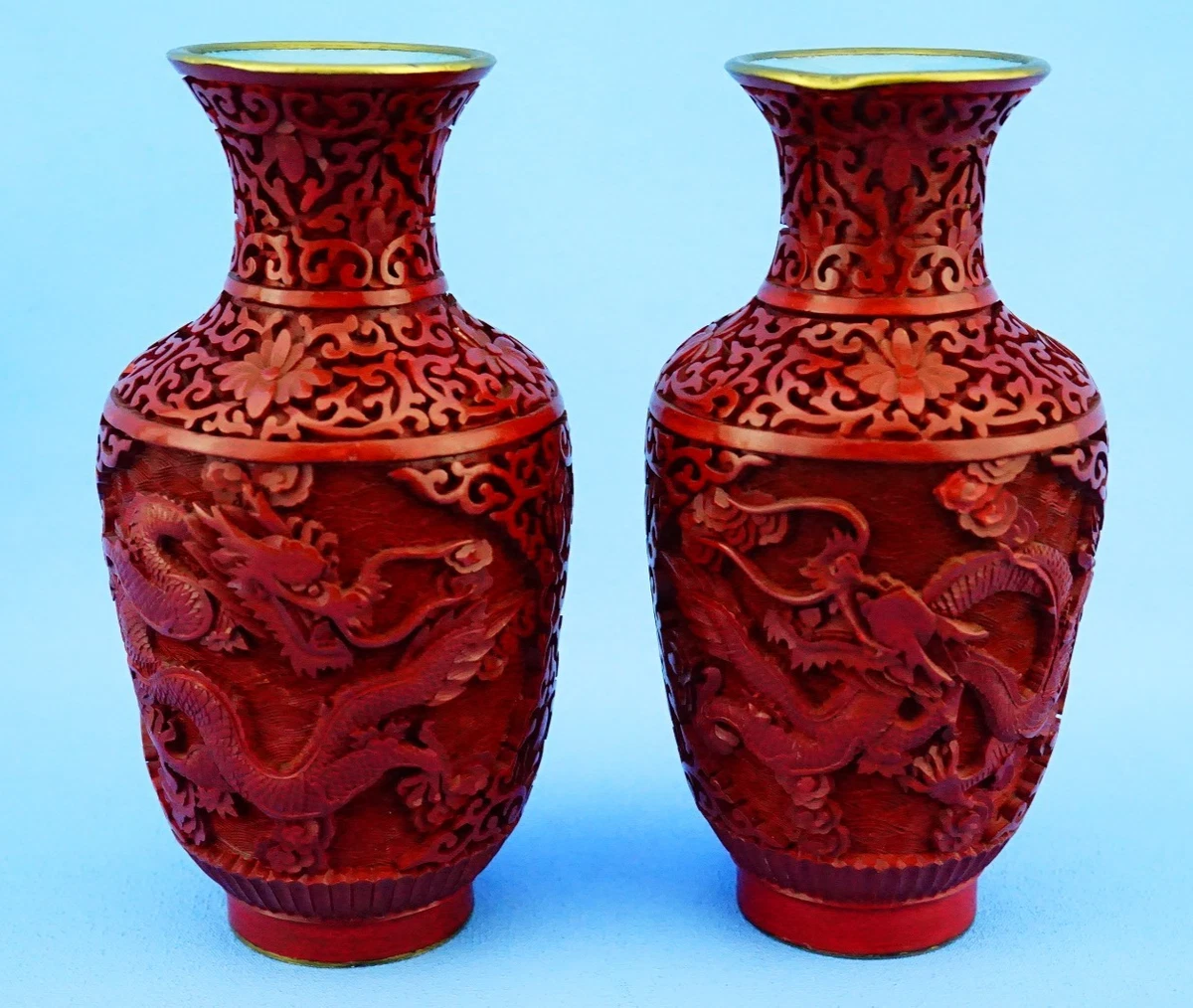 红色黄铜主中国古董花瓶| eBay