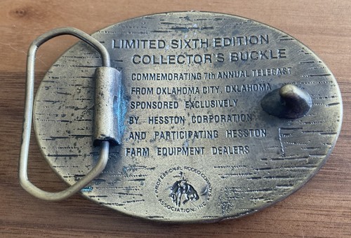 NEW VTG Hesston National Finals Rodeo NFR Belt Buckle - Brass - Limited - 1980 - Picture 2 of 2