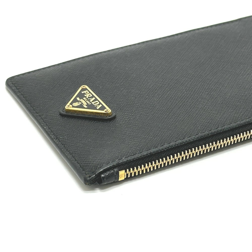 Prada Triangle Document Holder Card Case Black Sa… - image 3