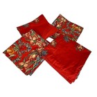Set of 4 Pottery Barn Irina Floral 24x24 Pillow Covers Linen Blend Maroon Blue 
