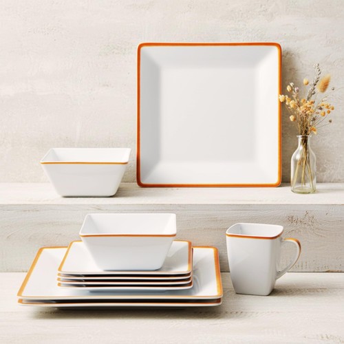 12-Piece Dinnerware Set, Melamine Dishes Set with Bowls and Plates, Non-break... - Picture 5 of 8