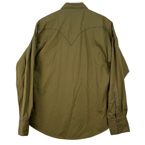 Twenty X Men's Corduroy Western Shirt Long Sleeve Olive Green Size L - Picture 3 of 10