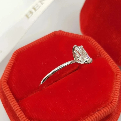 3Ct Emerald-Cut G/VS1 Lab Grown Diamond Solitaire Engagement Ring 14k White Gold - Picture 3 of 8