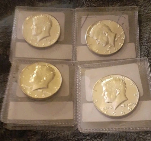 1966 Kennedy Half Dollar Uncirculated, 40% Silver  Lot Of 4 ASW .5916 oz  total