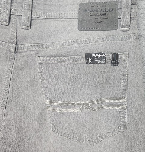 Buffalo David Bitton Jeans Men's 34x32 Evan-x Slim Straight Stretch Gray Wash - Picture 8 of 12