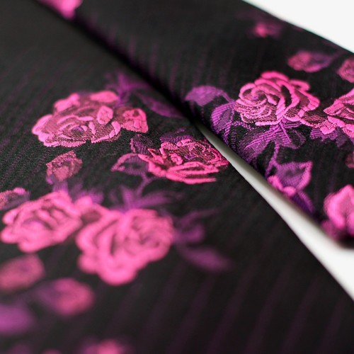 Pure Silk Men's Slim Tie Floral Rose Pattern by William Hunt - Picture 24 of 24