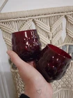 Vintage Anchor Hocking Ruby Red 3 Inch Tumblers Set Of 2