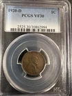 1920-D Lincoln Wheat Cent PCGS VF30