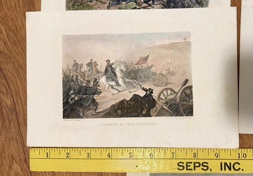 Antique Lot Of 13 Colored Lithograph/engraving Battles - 19th Century. 6”-10” - Picture 6 of 16