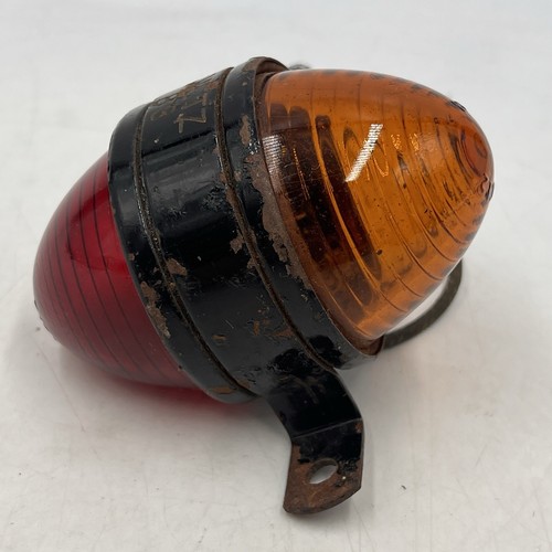 Vintage Dietz Amber & Red Double Glass Beehive Bullet Cab Marker Light - Picture 5 of 13