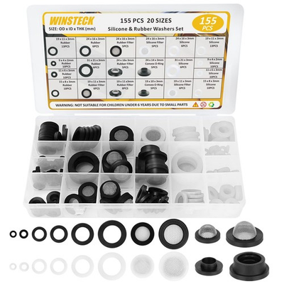 #ad Rubber Silicone Gasket Washers Kit 155 PCS 20 Sizes Garden Hose Washer w... $14.32