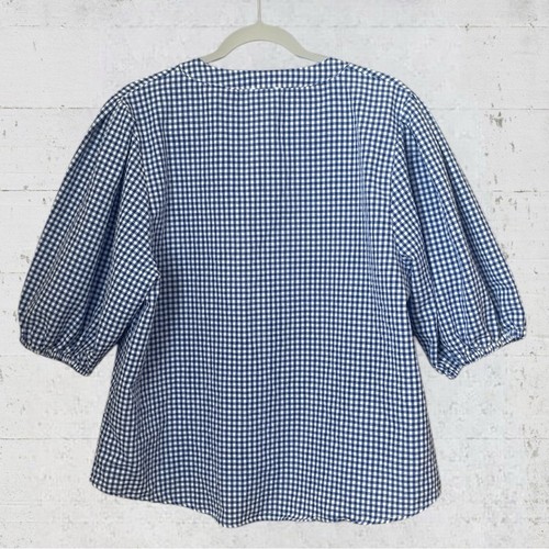 Joie Blue Gingham Button Up Puff Sleeve XL Cottagecore Peasant Homestead Prairie - Picture 8 of 10