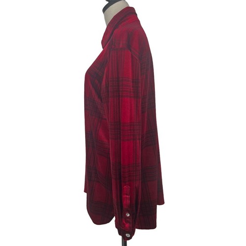 NEW John Mark Women's Red Button-Up Tunic Shirt Size L Velvet NEW - Picture 10 of 13