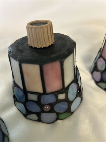 PartyLite 3 Arm Hydrangea Tiffany Style Stained Glass Candle Holders Lot Of 3 - Picture 7 of 9