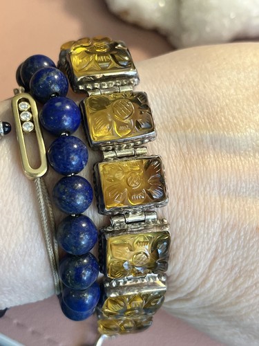 Verstellbares Sterlingsilber-Armband mit Gravur aus echtem Citrin 7,25 Zoll - Bild 2 von 7