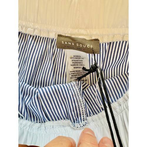 NUEVO CON ETIQUETAS Sans Souci Mujeres Hailey Boxer Shorts PEQUEÑOS - Azul Blanco Rayas Precio regular $39 - Imagen 5 de 8
