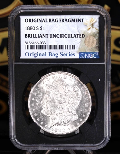1880-S Morgan Silver Dollar NGC BU 💎 Original Bag Fragment Exhibit - Certified