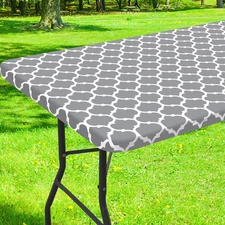 Smiry Rectangle Picnic Table Cover, Waterproof Elastic Fitted Camping Tablecloth
