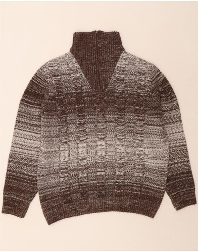 MONTECHIARO Mens Zip Neck Jumper Sweater IT 56 XL Brown Flecked Wool DO51 - Picture 1 of 3